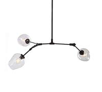 Vintage Bubble Glass Modern 9-Lights Irregular Metal During Light Adjustable Unique Hanging Light for Kitchen Island Dining Room-Gradient Smoke Gray lampshade Black 3 Heads (Clear the Lampshade B