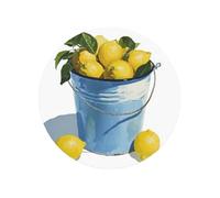 Vintage Bucket Of Lemons Round Magnetic Fridge Magnets For Kitchen Durable With Enduring Magnetism