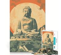 Vintage Buddha Zen Poster Jigsaw 1000 Pieces for Teenagers Memory Train Fun Clean Seamless Connection Relaxing Indoor Group Activity (38x52cm)