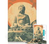Vintage Buddha Zen Poster Jigsaw 1000 Pieces Memory Skill Fun Smooth Edge Perfect Interlock Fun-filled Way to Fill Empty Hours (38x26cm)