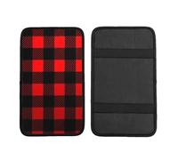 Vintage Buffalo Plaid Car Armrest Cushion Red Grid Waterproof Auto Center Console Pad Car Armrest Seat Box Cover Protector Universal Fit for Most Vehicle SUV