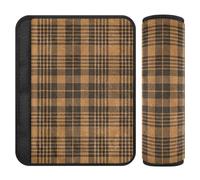 Vintage Buffalo Plaid Checked Brown 2 pcs Shoulder pad More Comfort Driving for Bag forro para cinturon de seguridad