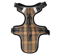 Vintage Buffalo Plaid Checked Brown Reflective Dog Walking Gear for Boston Terrier Dog Training Cute Cat Harnesses with Handle Chaleco para perro Medium