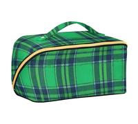 Vintage Buffalo Plaid Checked Green Designed Makeup Bags with dividers Zipper Cosmetic Bag For Purse Vertical Free-Standing