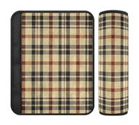 Vintage Buffalo Plaid Checked Khaki 2 pcs seat Belt Cover for car Stop seat Belt Cutting into Neck for Sedan forro para cinturon de segurida