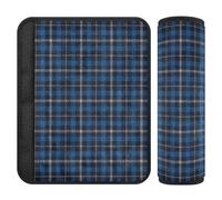 Vintage Buffalo Plaid Checked Navy Blue 2 pcs Seatbelt Cushion More Comfort Driving for Airplane funda para cinturón de carro