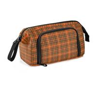 Vintage Buffalo Plaid Checked Wine Red Pencil Pen Case Large Capacity Kids Pencil Case with Handle for Teen Girls High School