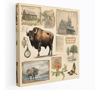 Vintage Buffalo Wall Decoration - Collage Canvas Print - Buffalo, History, Canvas Wall Art, Wall Art, 20" x 20"