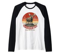 Vintage Bull Moose Wilderness Earth Tone Nature Outdoor Art Raglan Baseball Tee