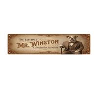 Vintage Bulldog Gentleman Bow Tie Metal Tin Sign
