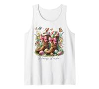 Vintage Bunny Easter Eggs Boots Western Cowboy Howdy Easter Tank Top