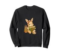 Vintage Bunny Reading Book lovers Animal Graphic Tee Sweatshirt