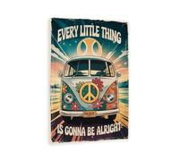 Vintage Bus Sign - 8x12 Retro Hippie Peace Van Wall Decor, "Every Little Thing" Distressed Metal Art For Boho, Garage, Or Patio