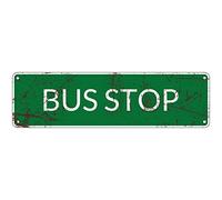 Vintage Bus Stop Tin Sign Station Metal Plate Wall Plate Metal Poster Cafe Bar Shop Farmhouse Metal Sign 16X4 Inch