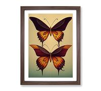 Vintage Butterflies Framed Print | A3 Walnut Framed Wall Art | Ready to Hang | Classic Nature Picture | Living Room Bedroom Lounge Office