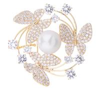 Vintage Butterfly Brooch with Pearl Flower - Lapel Pin for Women, Compact Costume Accessories for Clothing, Hat & Bag Decor