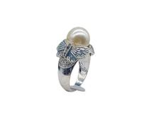 Vintage Butterfly Elegant Bow Knot Pearl Rings for Women s RhinestoneCrystal Butterfly Tie Open Statement Ring Promise Engagement Rings 9