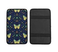 Vintage Butterfly Leaves Car Armrest Cushion Retro Waterproof Auto Center Console Pad Car Armrest Seat Box Cover Protector Universal Fit for Most Vehicle SUV
