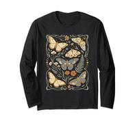 Vintage Butterfly Moth Botanical Floral Celestial Moon Phase Long Sleeve T-Shirt