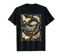 Vintage Butterfly Moth Botanical Floral Celestial Moon Phase T-Shirt