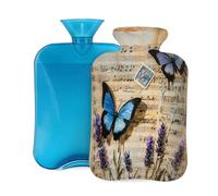 Vintage Butterfly Music Score Hot Water Bottle with Cover, 2L Large Capacity Hot Water Bag for Hot Cold Compress, Hand Feet Warmer, Neck Shoulder Pain Relief