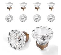 Vintage Cabinet Knobs Crystal Cabinets Knob 8 Pack, Antique Brass Bronze Small Pull, Clear Crystal Closet Dresser Drawers Cupboard Wardrobe Old Fashioned Handle, Retro Pulls Two Installation Methods