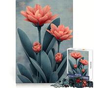 Vintage Cactus Flower Jigsaw Puzzles for Teenagers 1000 Smart Training Happy Idle Time Flawless Cut Joyful Xmas (50x75cm)