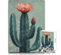 Vintage Cactus Flower Teenagers 1000 Pieces Puzzle Educational Reasoning Skill Game Ideal Thoughtful Gift for All Events Size 38x52cm