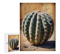 Vintage Cactus Landscape 500 Piece Wooden Jigsaw Puzzle for Adults - Decorative Puzzle for Southwest Lovers, Relaxing Mindfulness Activity for Nature Enthusiasts, Finished Size 21 x 15 Inches