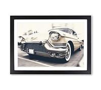Vintage Cadillac Car Framed Print | A2 Black Framed Wall Art | Ready to Hang | Classic Vehicle Picture | Living Room Bedroom Lounge Office