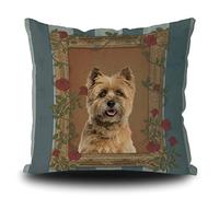 Vintage Cairn Terrier Dog Pillow Case with Flowers Photo Frame Throw Pillow Cover for Home Living Room Car Decor Linen 20x20 Inch