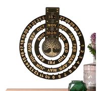 Vintage Calendar with a Circular | Hanging with Eternal Moon Calendar Desk Calendar | Continuous Rotating Calendar Made of Wood | Days and Months as Calendar for the