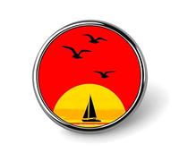 Vintage California Sailboat Round Badge Button Pins Custom Brooches Lapel Pins for Women Men Clothing Decoration