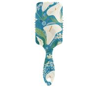 Vintage Calla Lily Flowers White Blue Green anti static brushes for hair Designed head massager for short hair for Effortlessly Defined Curls & Waves with Ergonomic handle