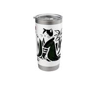 Vintage Calligraphic Kimono Cat Drinking Tea Japan Anime Art Stainless Steel Insulated Tumbler