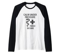 Vintage, Calm, Under, Pressure. Nurse Empowerment Art. Raglan Baseball Tee