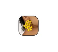 Vintage Camellia Flower Earrings for Women,Exaggerate Metal Camellia Earrings Retro White Yellow Flower Statement Earrings Jewelry, Zinc