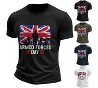 Vintage Camo Blend Union Jack Graphic Crew Neck Tee, Unisex Soft Short Sleeve Casual Top, Patriotic England T-Shirt for UK Independence Day & St George’s Day Summer Daily Outfit (Black, L)