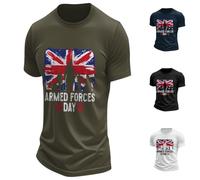 Vintage Camo Blend Union Jack Graphic Crew Neck Tee, Unisex Soft Short Sleeve Casual Top, Patriotic England T-Shirt for UK Independence Day & St George’s Day Summer Daily Outfit (Army Green, M)