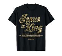 Vintage Camo Jesus is King Jesus John 14 6 Costume Christian T-Shirt