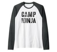 Vintage Camp Ninja Summer Staff Counselor Teacher Military Raglan Baseball Tee