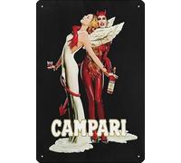 Vintage Campari Italian Bitters Aperitif Angel and Devil Art Print Metal Tin Sign Fun Home Art Wall Decor 8x12 Inch