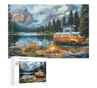 Vintage Camper 1000 Piece Jigsaw Puzzles Adults KidsJigsaws Weekend Chill-Out Activity Challenging Colourful Puzzle Friends 1000 PCS