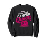 Vintage CAMPER QUEEN RV Vibes Camping Parking Autograph Sweatshirt