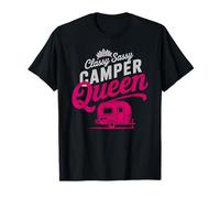 Vintage Camper Queen RV Vibes Camping Parking Autograph T-Shirt