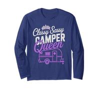 Vintage Camper Queen Sassy RV Vibes Camping Parking Long Sleeve T-Shirt