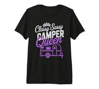 Vintage Camper Queen Sassy RV Vibes Camping Parking Premium T-Shirt
