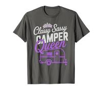 Vintage Camper Queen Sassy RV Vibes Camping Parking T-Shirt
