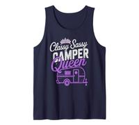 Vintage Camper Queen Sassy RV Vibes Camping Parking Tank Top