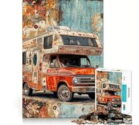 Vintage Camper Van Art Jigsaw Puzzles for Adults 1000 Think Boost Game Precise Interlock Structure Easy to Learn Family Enjoyment (38x52cm)